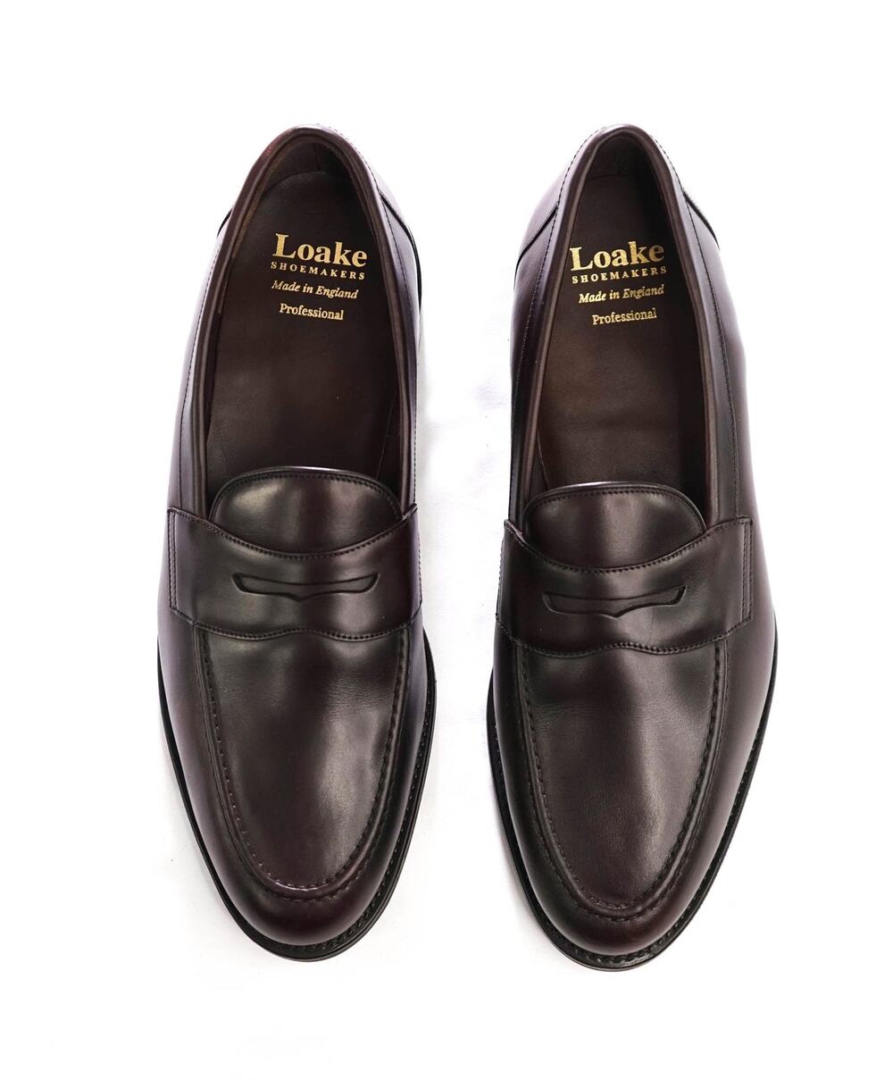$450 LOAKE - Brown Leather Penny Loafers - US 12 (11UK)